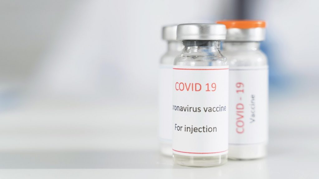 coronavirus vaccine recipient with copy space