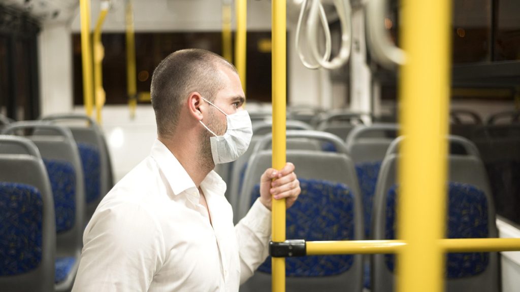 side view elegant male with face mask