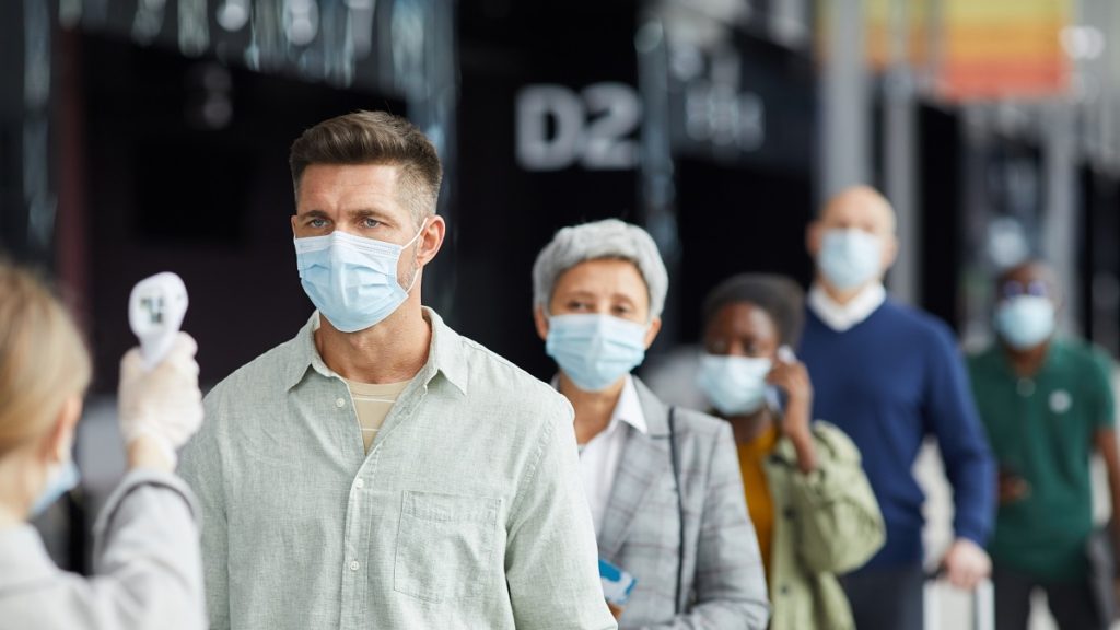 people in masks during pandemic MUALJ4H