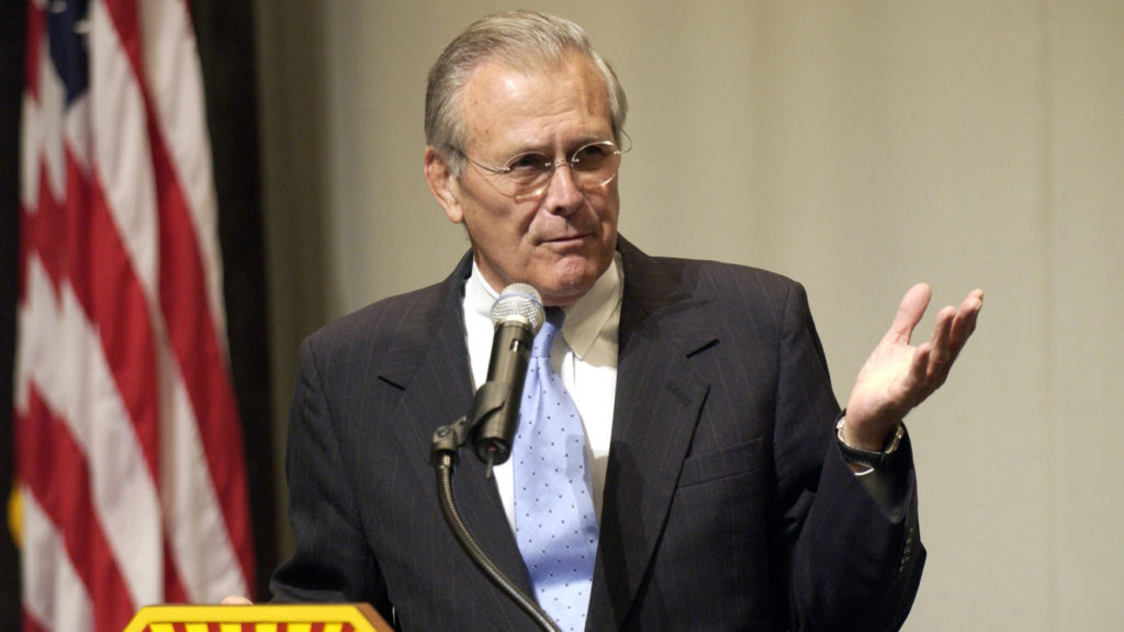 the honorable donald h rumsfeld us secretary of defense responds to a question 487441 1600 copy