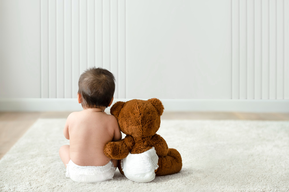 baby teddy bear rear view with design space