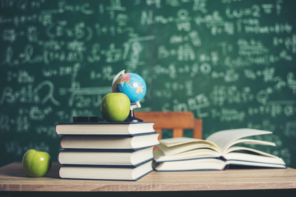 book with green board background