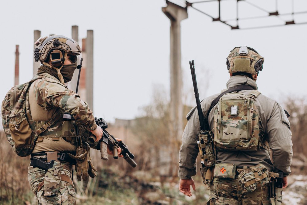 army soldiers fighting with guns defending their country