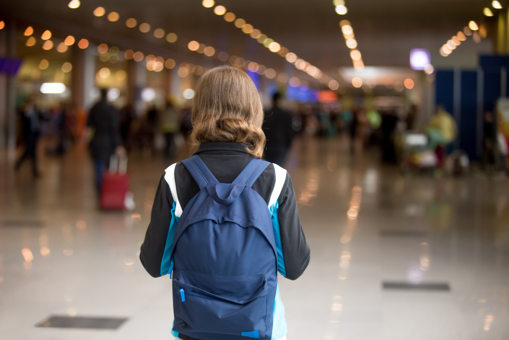 girl with backpack