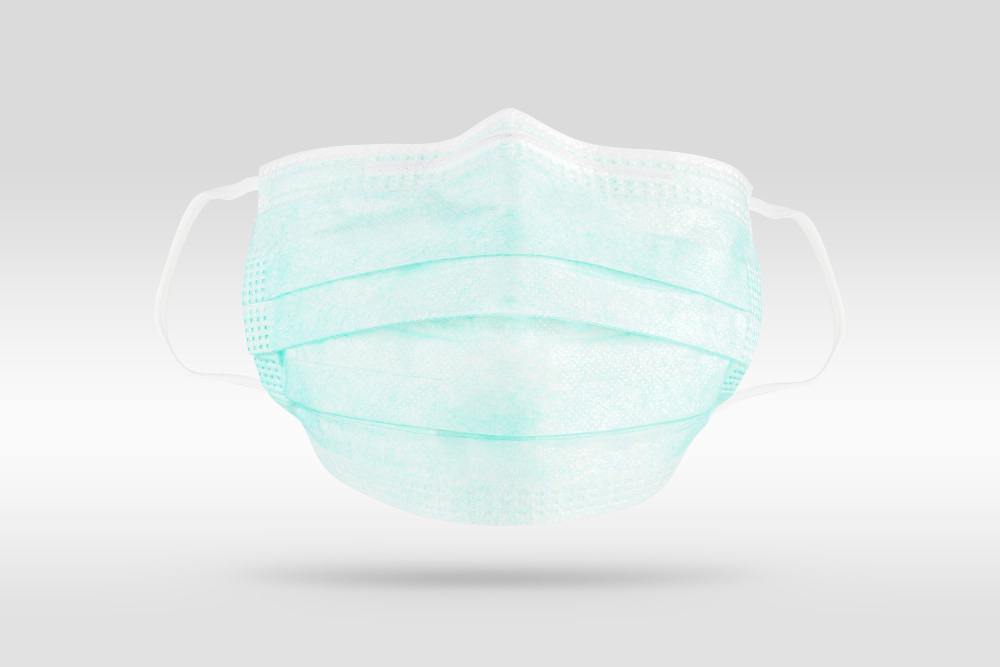 green disposable surgical face mask