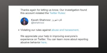 Twitter: Kaveh Shahrooz Violated Rules Against "Abuse and Harassment" 7 Twitter: Kaveh Shahrooz Violated Rules Against “Abuse and Harassment”