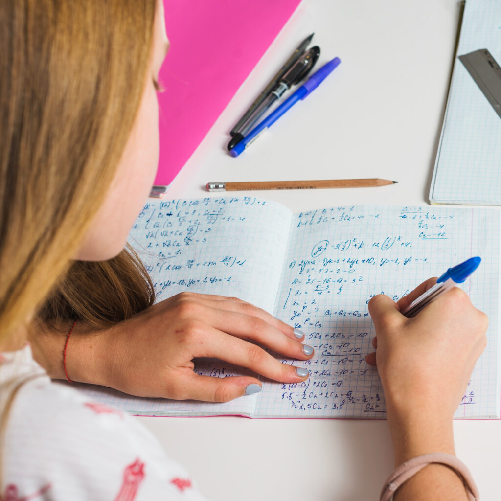 girl studying math