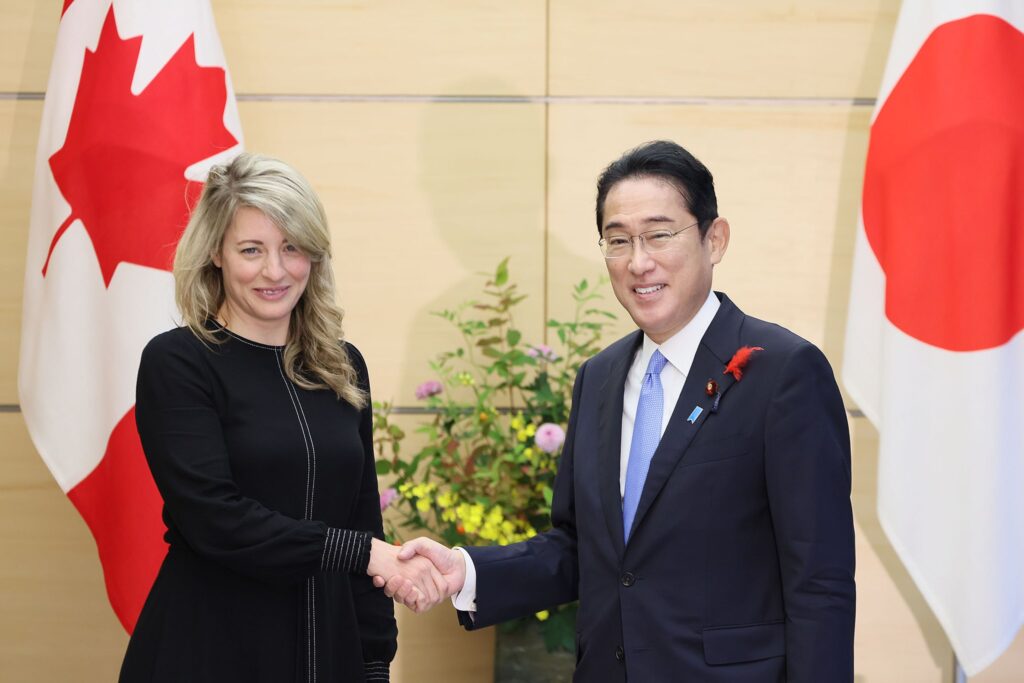 Fumio Kishida and Melanie Joly at the Japanese Kantei 2022 1 1