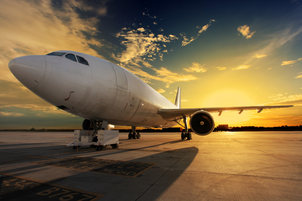 airplane sunset