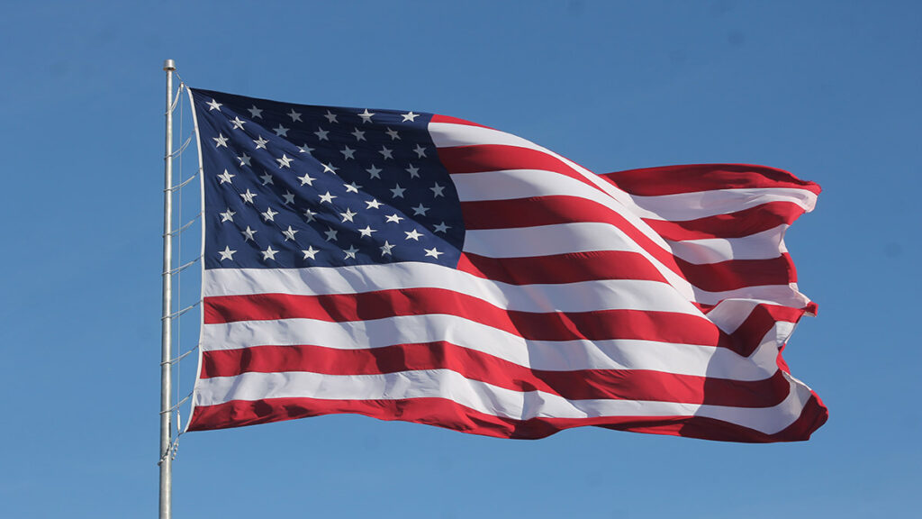 American Flag Waving on a Flag Pole111111111