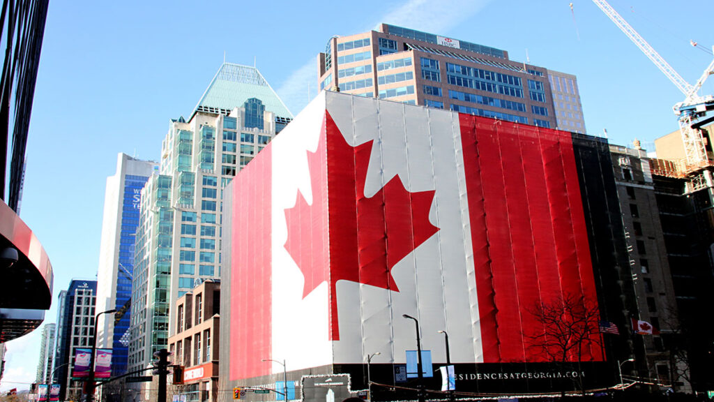 Canadian flag on building111111111